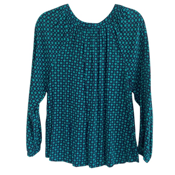LOFT Blue Relaxed Pleated Blouse - Picture 4 of 4